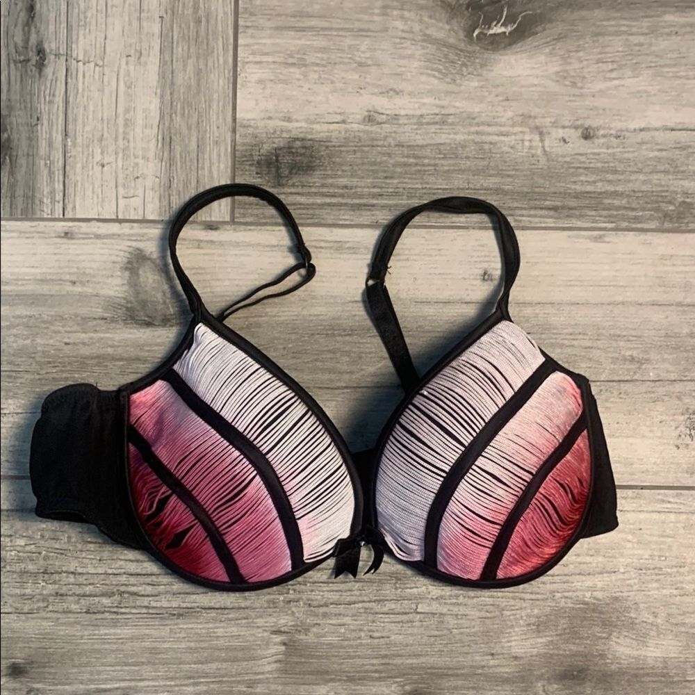 Kardashian Kollection Pink Ombre Padded Bra with Black Trim